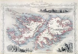 フォークランド諸島とパタゴニア、1850年代にニューヨークとロンドンのジョンタリスウント社が発行した一連の世界地図から